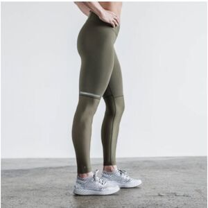 NOBULL WOMEN'S PACE TIGHT 26" ARMY GREEN MESH LEGGINGS XS NWT